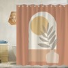 Sun And Geometric Mid Century Boho Shower Curtain With Minimalist Modern Print And Waterproof Fabric