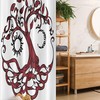 Sun And Half-Moon Hanging Theme Nature Stall Shower Curtain, Fabric Bathroom Decor - Maroon Black White