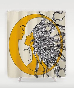 Sun And Moon Fantasy Waterproof Shower Curtain For Home Hotels