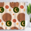 Sun And Moon Mid Century Abstract Shower Curtain, Water-Resistant Boho Bathroom Decor