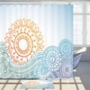 Sun And Ocean Waves Shower Curtain With Abstract Design For Beach Inspired Bathroom Decor