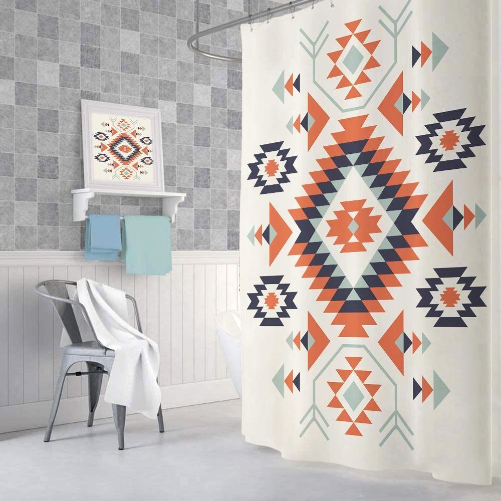 Sun Aztec Style Print Tribal Shower Curtain for Bathroom Decor