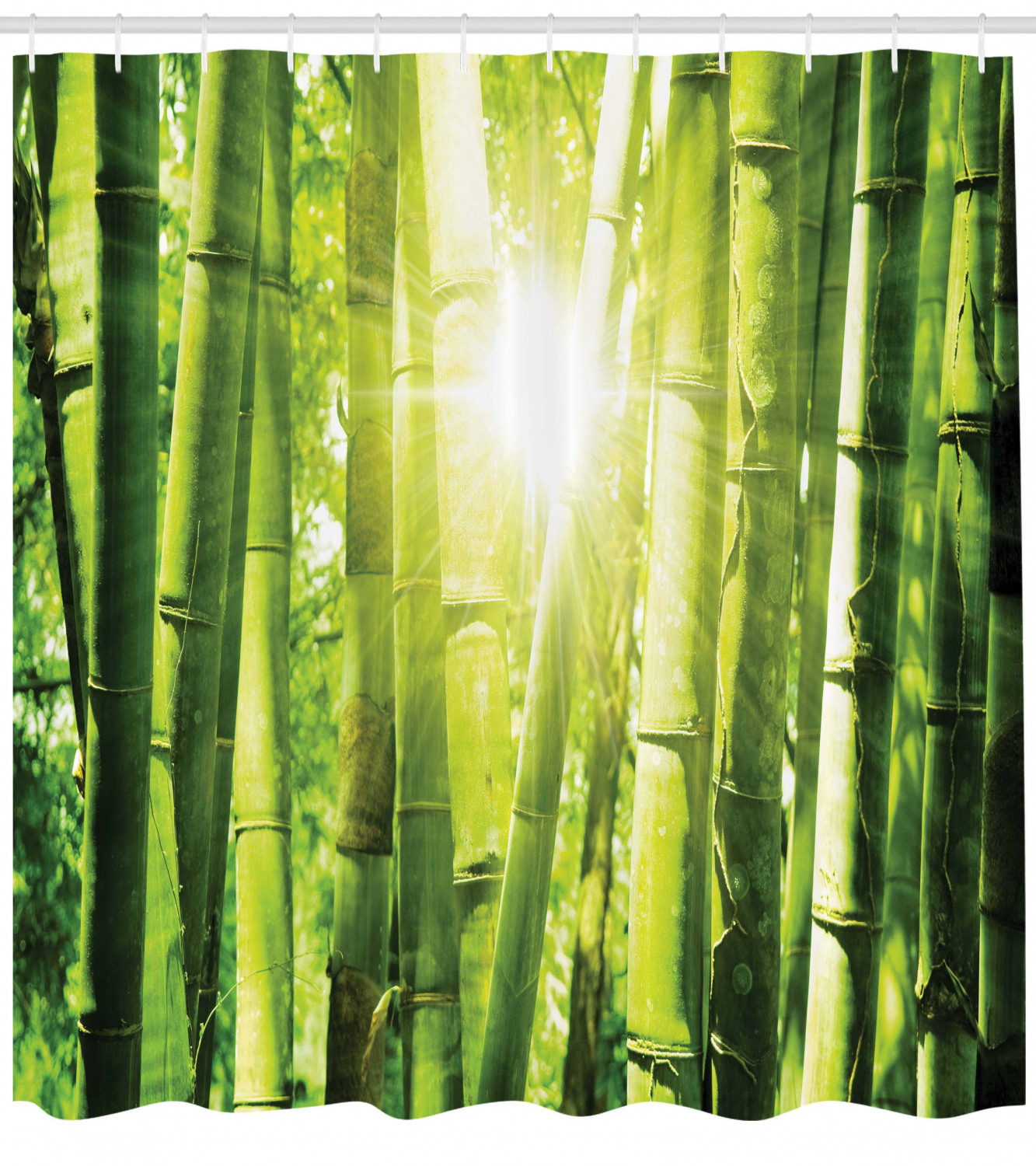 Sun Beams In Wild Jungle Print On Bamboo Shower Curtain, Bring The Outdoors Into Your Bathroom - Image 2