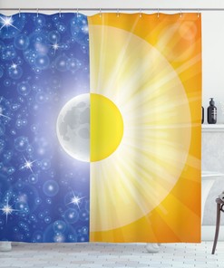 Sun Beams and Stars View from Space Shower Curtain for a Heavenly Bathroom