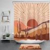 Sun Botanical Desert Cactus on Brown Shower Curtain, Cloth Fabric for Bathroom Decoration 