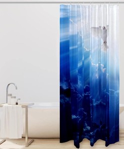 Sun Cloud Pigeon Print Fabric Shower Curtain for Sunshine-Filled Bathroom Decor