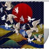 Sun Crane Japanese Style Fabric Shower Curtain for Bathroom Decor