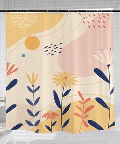 Sun Flowers and Floral Shower Curtain for Home Decor, Waterproof Washable Bath Curtains, Customizable Design
