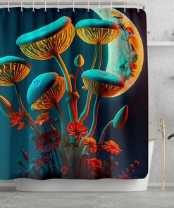 Sun, Moon And Animal Floral Shower Curtain - Boho Bathroom Decor