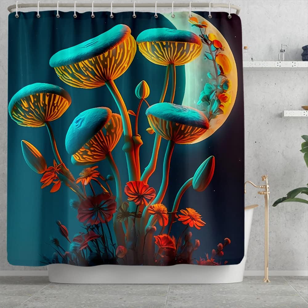 Sun, Moon And Animal Floral Shower Curtain - Boho Bathroom Decor