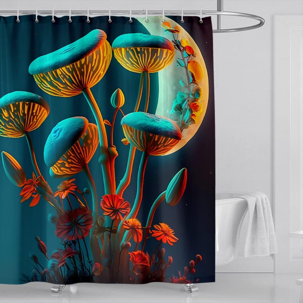 Sun, Moon And Animal Floral Shower Curtain - Boho Bathroom Decor