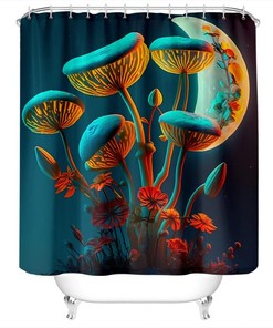 Sun, Moon And Animal Floral Shower Curtain - Boho Bathroom Decor