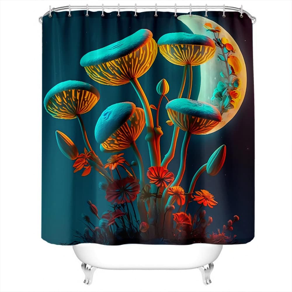 Sun, Moon And Animal Floral Shower Curtain - Boho Bathroom Decor