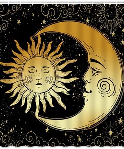 Sun Moon Celestial Fantasy Universe Shower Curtain for a Cosmic Bathroom