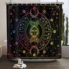 Sun Moon Mandala Celestial Shower Curtain, Zodiac Constellations Print, Mysterious Galaxy Bath Curtain