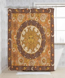 Sun Moon Starry Sky Mystic Mandala Celestial Shower Curtain for Bathroom Decor