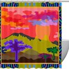 Sun Mountain Tree Colored Background Fabric Shower Curtain for Bathroom Decor