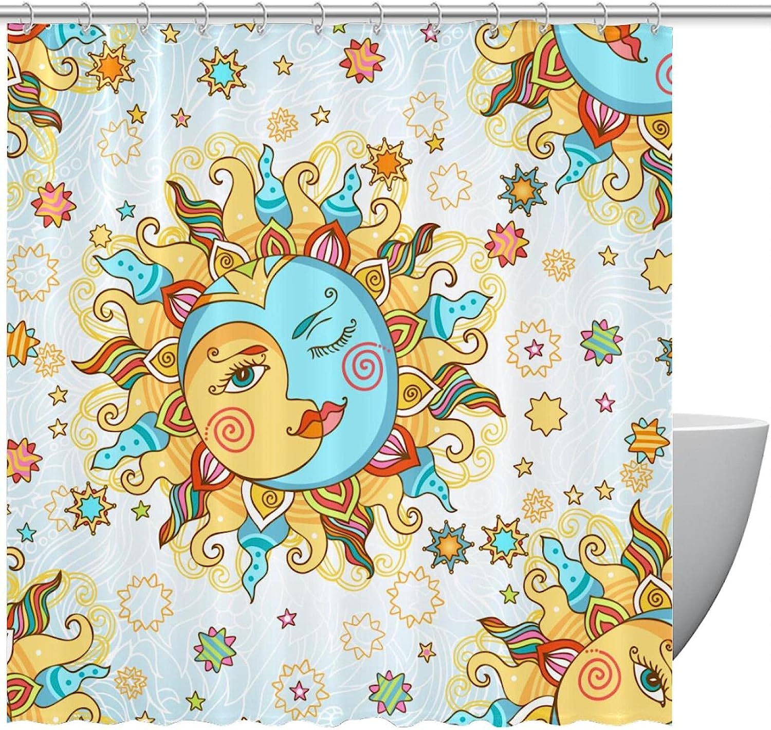 Sun Nebula Shower Curtain with Unique Cloth Fabric Design for Bathroom Decor and Waterproof Feature