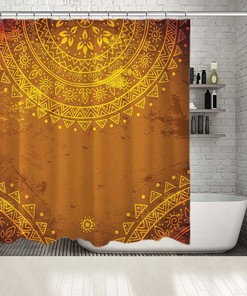 Sun Rays Nature Misty Morning Shower Curtain, Unique Cloth Fabric Design for Bathroom Decoration and Waterproof Feature