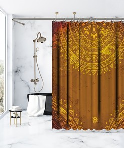 Sun Rays Nature Misty Morning Shower Curtain, Unique Cloth Fabric Design for Bathroom Decoration and Waterproof Feature