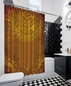 Sun Rays Nature Misty Morning Shower Curtain, Unique Cloth Fabric Design for Bathroom Decoration and Waterproof Feature