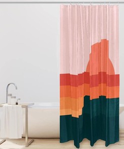 Sun Sea Landscape Sunset Print Fabric Shower Curtain for Serene Bathroom Decor