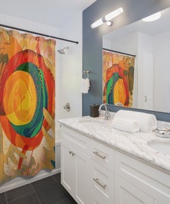 Sun Shower Curtain Bathroom with Unique Cloth Fabric Design for Bathroom Decoration