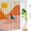 Sun and Boat Boho Landscape Shower Curtain for Minimalist Bathroom Decor