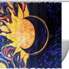 Sun and Moon Print Fabric Shower Curtain for Boho-Inspired Bathroom Decor