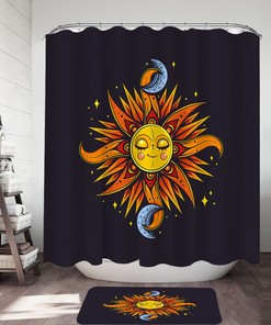 Sun and Moon Shower Curtain for Bathroom Decor 