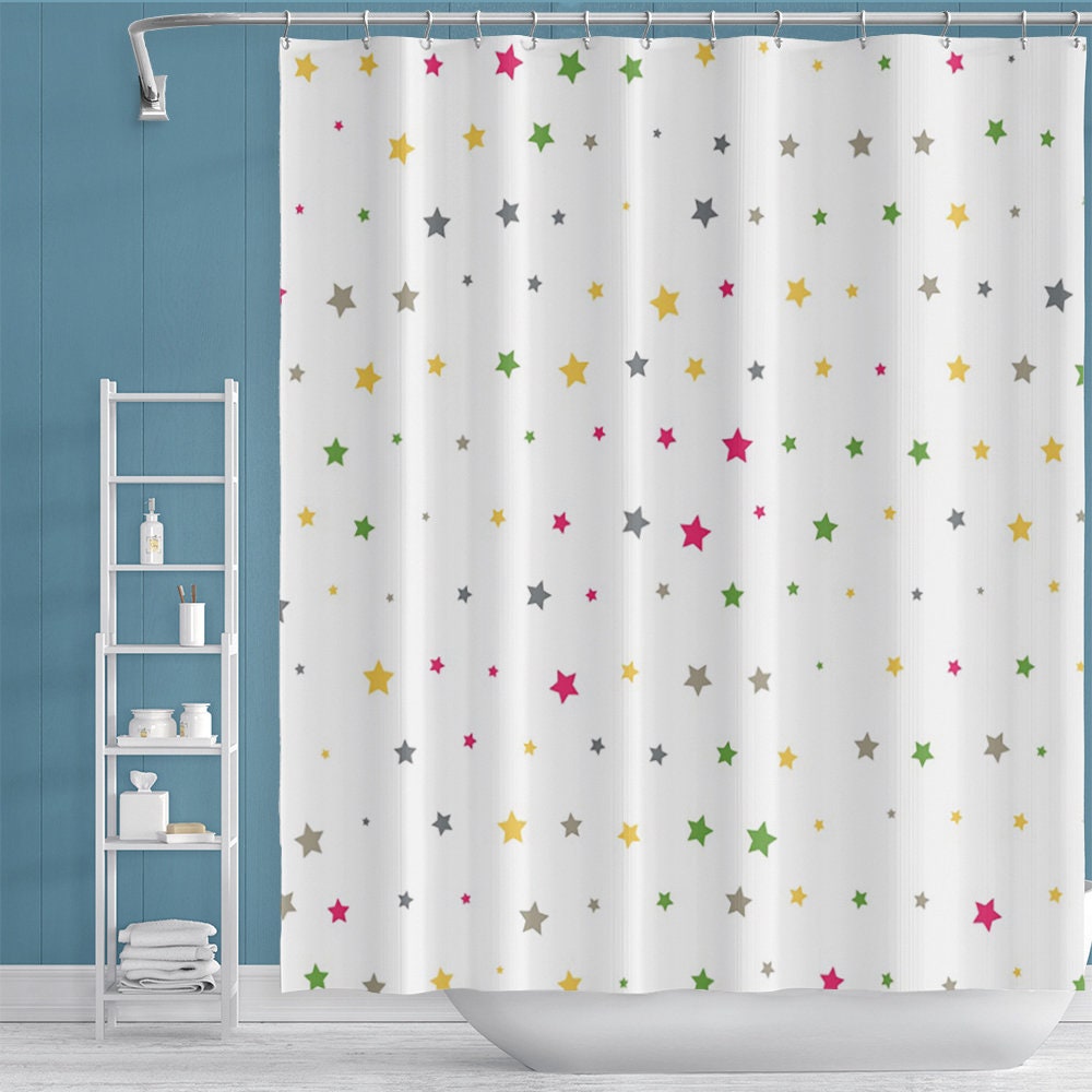 Sun and Moon Shower Curtain with Ivory Background for Bathroom Decor