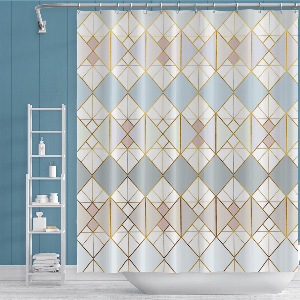 Sun and Moon Shower Curtain with Ivory Background for Bathroom Decor