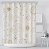 Sun and Moon Tarot Shower Curtain, White Gold Bathroom Decor with Mystical Abstract Creative Design