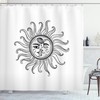Sun and Moon Tribal Star Moon Symbols Printed Shower Curtain with Cloth Fabric Designs, Unique for Bathroom Decor 