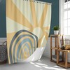Sun and Rainbow Boho Shower Curtain with Minimalist Morning Sunrise Fabric, Bohemian Bathroom Décor