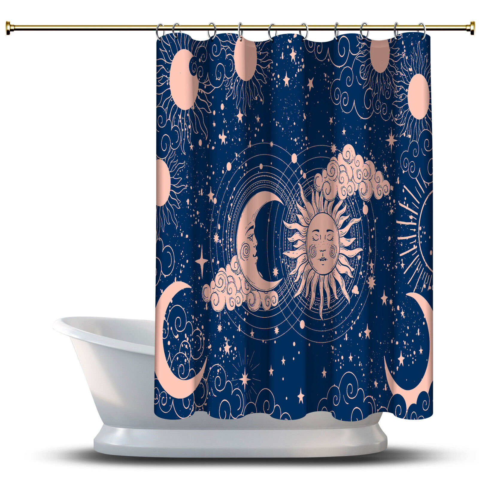 Sun-Moon Astrology Shower Curtain For Bathroom