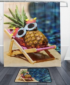 Sunbathing Pineapple Unique Shower Curtain, Waterproof Bathroom Decor