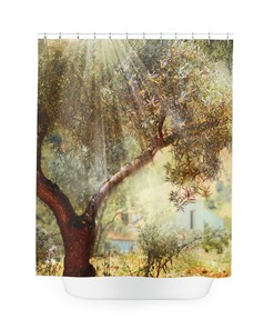 Sunbeam Streams through the Olive Tree Shower Curtain, Cloth Fabric Waterproof Design for Bathroom Decoration 