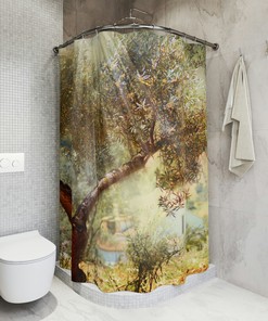 Sunbeam Streams through the Olive Tree Shower Curtain, Cloth Fabric Waterproof Design for Bathroom Decoration 