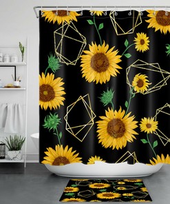 Sunflower Abstract Black Shower Curtain: A Bold Statement For Your Bathroom