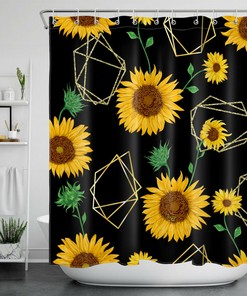 Sunflower Abstract Black Shower Curtain: A Bold Statement For Your Bathroom