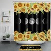 Sunflower And Black Moon Phase Shower Curtain - Gothic Bathroom Decor