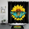 Sunflower And Butterfly Shower Curtain With Spring Farmhouse Flowers Design For Bathrooms