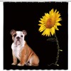 Sunflower Bulldog Shower Curtain Funny Bulldog with Sunflowers, Dog Lover Puppy Kids Creative Animal Bathroom Curtain
