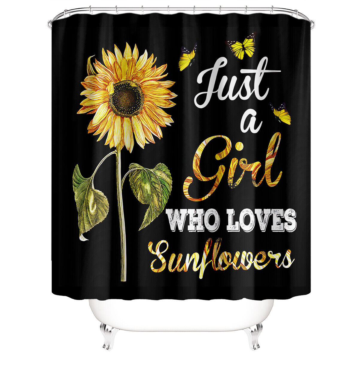 Sunflower Butterfly Shower Curtain - Brighten Up Your Bathroom With This Cheerful And Chic Shower Curtain - Image 2
