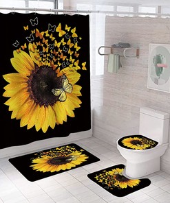 Sunflower Butterfly Shower Curtain For A Cheerful And Bright Bathroom
