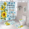 Sunflower Butterfly Shower Curtain Set with Bathroom Rug and Toilet Cover Lid