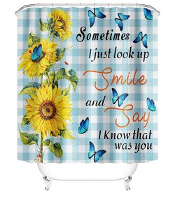 Sunflower Butterfly Shower Curtain Set with Bathroom Rug and Toilet Cover Lid