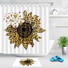 Sunflower Butterfly Watercolor Leopard Print Shower Curtain, Rustic Bathroom Decor