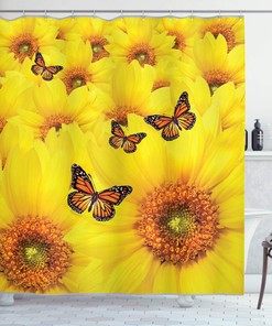 Sunflower Close-Up Details Shower Curtain For Bright Bathroom Decor